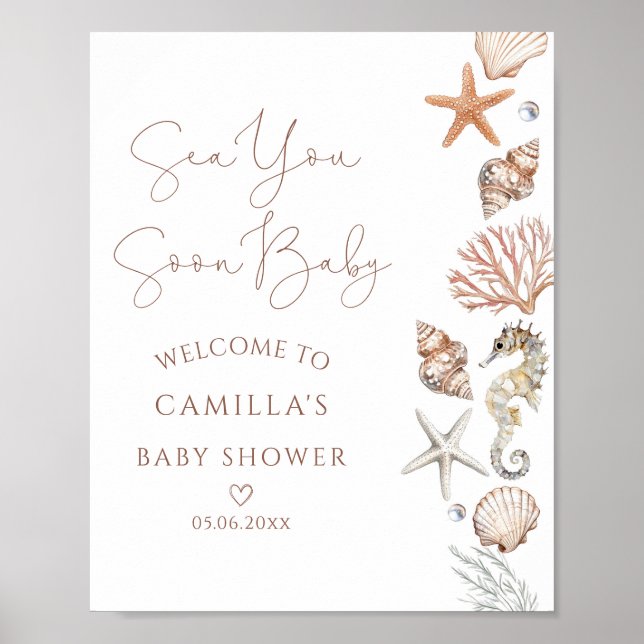 Sea You Soon Baby Shower Welcome Poster (Framsidan)