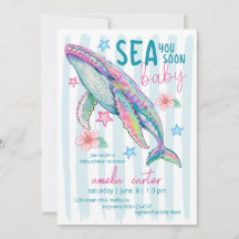 Sea You Soon Baby Shower Whale Coastal Ocean Beach
