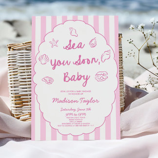 Sea You Soon, Baby Snigelskal Strand Baby Shower Inbjudningar