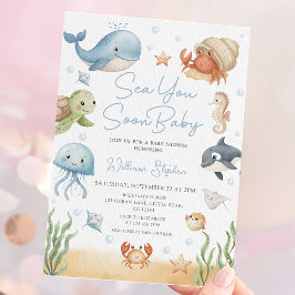 Sea You Soon Baby Under the Sea Baby Shower Inbjudningar