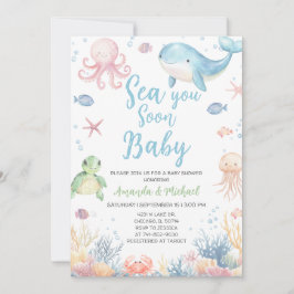 Sea You Soon Baby Under the Sea Baby Shower Inbjudningar