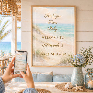 Sea You Soon Beach Baby Shower Välkommen Poster