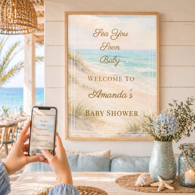 Sea You Soon Beach Baby Shower Välkommen Poster (Skapare uppladdad)