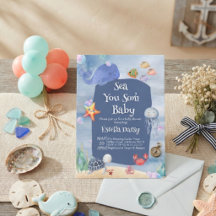 Sea You Soon blå havsdjur Baby Shower