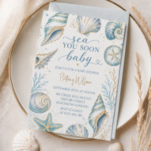Sea You Soon Blå Snigelskal Babyfirande
