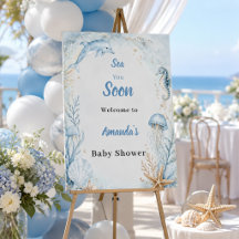 Sea You Soon Blå Välkommen Baby Shower