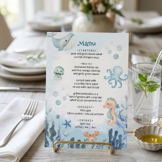 Sea You Soon Bläckfisk Sjöhäst Krabba Barnkalas Meny
