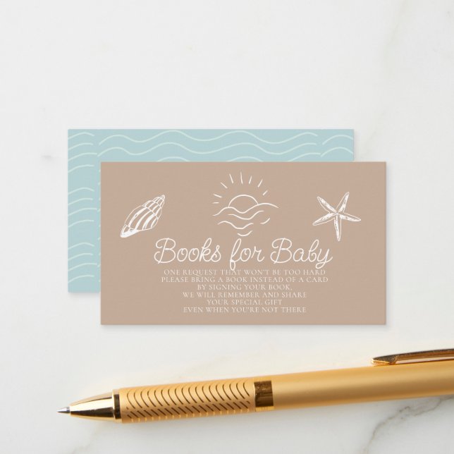 Sea You Soon Brown Baby Shower Book Request Tilläggskort (Fram/Back In Situ)