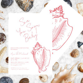 Sea You Soon Chic Baby Rosa Seashell Baby Shower Inbjudningar