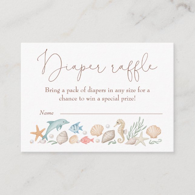 Sea You Soon Coastal Baby Shower Diaper Raffle Tilläggskort (Framsida)