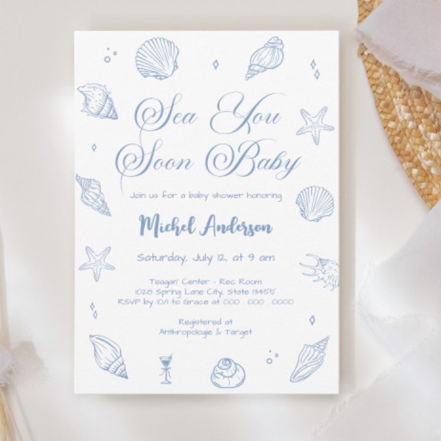 Sea You Soon Coastal Baby Shower Inbjudningar (Skapare uppladdad)