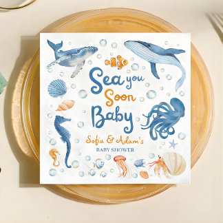 Sea You Soon Coastal Baby Shower Pappersservett