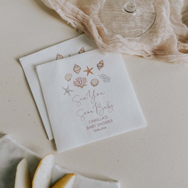 Sea You Soon Coastal Baby Shower Pappersservett (Skapare uppladdad)