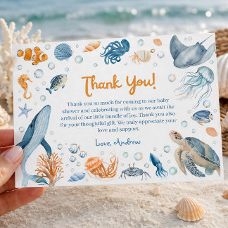 Sea You Soon Coastal Baby Shower Thank You Card Tilläggskort