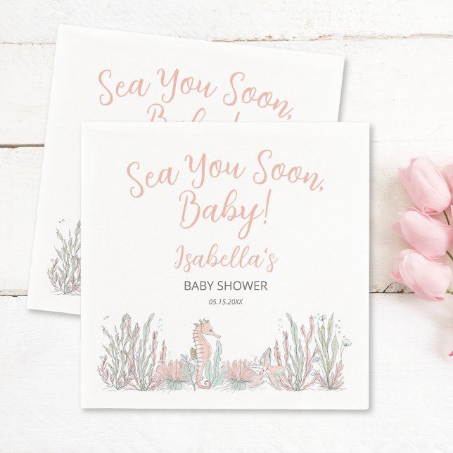 Sea You Soon Cute Hand Drawn Baby Shower Pappersservett (Skapare uppladdad)