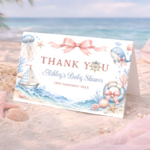 Sea You Soon Flicka Baby Baby Shower Tack Kort