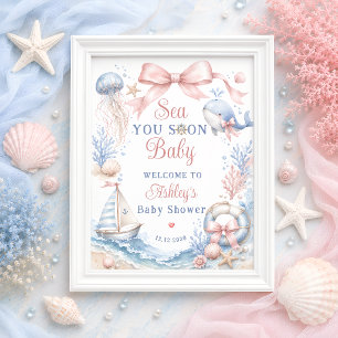 Sea You Soon Flicka Baby Baby Shower Välkommen Poster