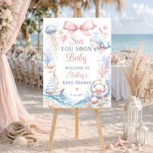Sea You Soon Flicka Baby Baby Shower Välkomstskylt