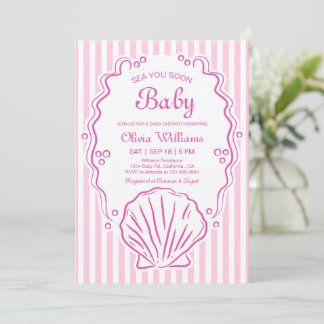 Sea You Soon, Handritad Skalpojke Baby Shower Inbjudningar