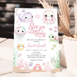 Sea you Soon Havsdjur Baby Shower Inbjudningar