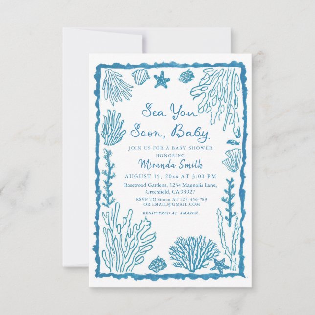 Sea You Soon Kust Baby Shower Inbjudningar (Framsida)