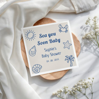Sea You Soon Kust Baby Shower Pappersservett
