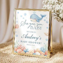 Sea You Soon Kust Ocean Baby Shower Välkommen Poster