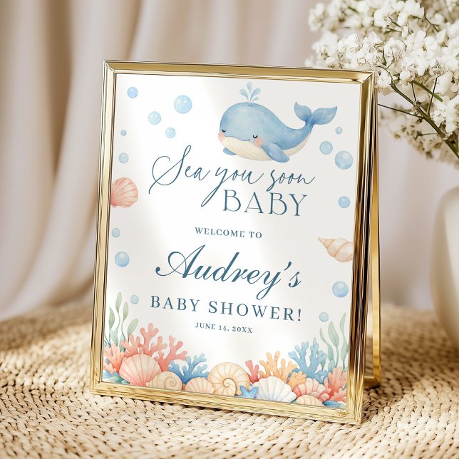 Sea You Soon Kust Ocean Baby Shower Välkommen Poster (Skapare uppladdad)