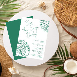 Sea You Soon Marine Blue Coastal Baby Shower Inbjudningar