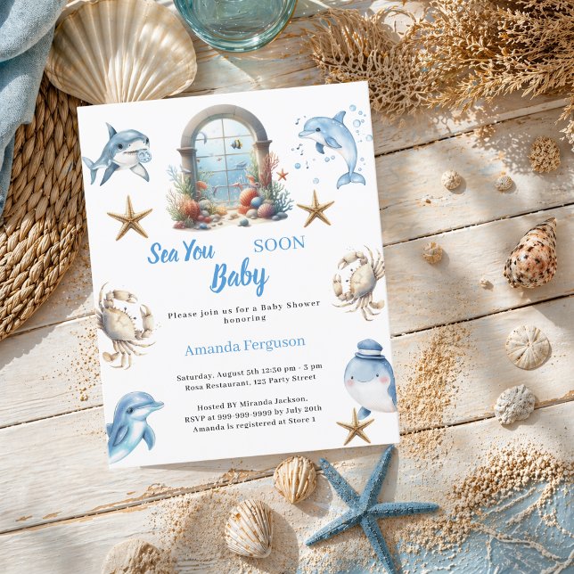 Sea You Soon ocean animals Baby Shower invitation (Skapare uppladdad)