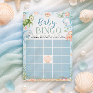 Sea You Soon Ocean Baby Shower Baby Bingo Spel Inbjudningar