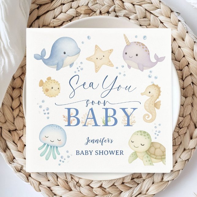 Sea You Soon Ocean Baby Shower Paper Pappersservett (Skapare uppladdad)