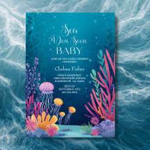Sea You Soon Ocean Bebis Bjudning