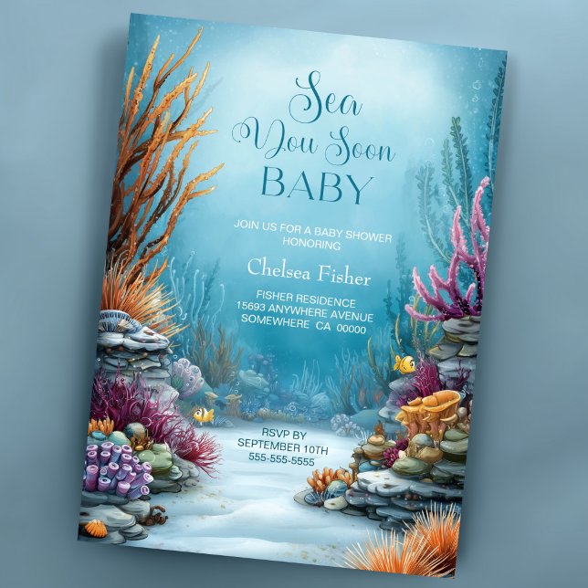 Sea You Soon Ocean Bebis Bjudning Inbjudningar (Skapare uppladdad)