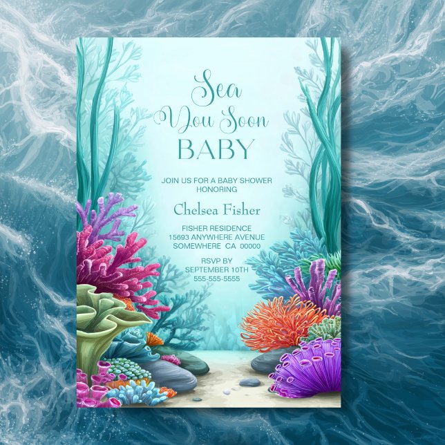 Sea You Soon Ocean Bebis Bjudning Inbjudningar (Skapare uppladdad)