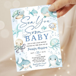Sea You Soon Ocean Whale Boy Baby Shower Inbjudningar