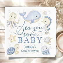 Sea You Soon Pojke Baby Shower Blå Ocean