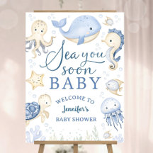 Sea You Soon Pojke Baby Shower Ocean Välkommen