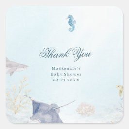 Sea You Soon Rococo Baby Shower Fyrkantiga Klister Fyrkantigt Klistermärke