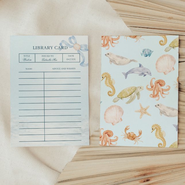 Sea You Soon Rococo Bibliotek Rådkort Tilläggskort (Sea You Soon Rococo Baby Shower Library Advice Card)