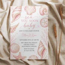 Sea You Soon Rosa Snigelskal Baby Shower