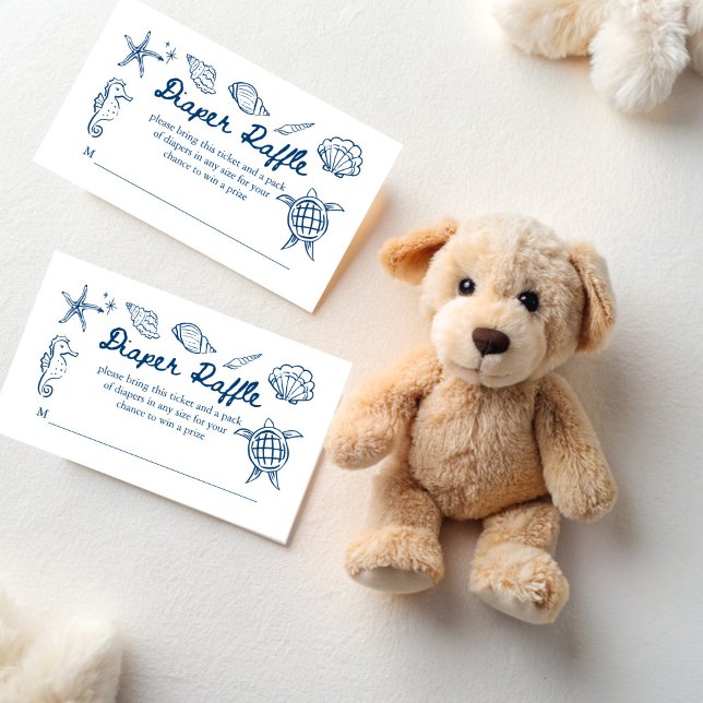 Sea you soon seashells baby shower diaper raffle tilläggskort (Sea you soon seashells baby shower diaper raffle enclosure card seaside  baby shower raffle tickets)