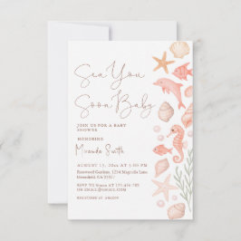 Sea You Soon Seashells Girl Baby Shower Inbjudningar