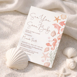 Sea You Soon Seashells Girl Baby Shower Inbjudningar