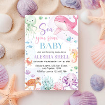 Sea You Soon Söta Havsdjur Baby Shower