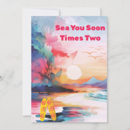 Sea You Soon Times Two Twin Baby Shower Invitation Julkort