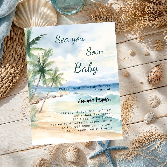 Sea you Soon tropisk strand Baby Shower inbjudan (Skapare uppladdad)