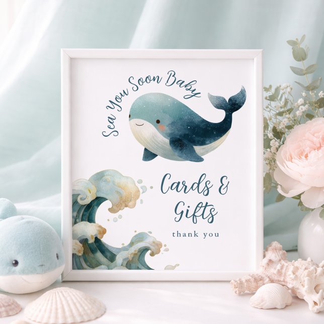 Sea You Soon Whale Cards Gifts Baby Shower Sign Poster (Skapare uppladdad)
