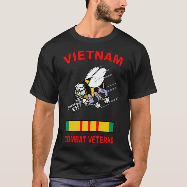 Seabees Vietnam Veteran Combat T Shirt (Framsida)