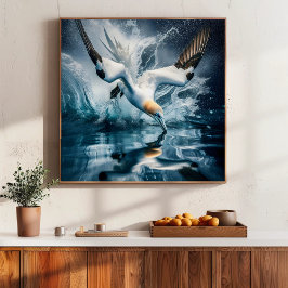 Seabird Gannet Coastal Nature Photography Art Poster